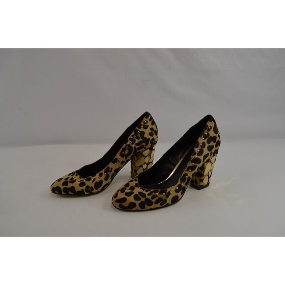Beverly Feldman Leopard Print Pumps Heels Women's US Size 8 M Metal Accents - Picture 6 of 9